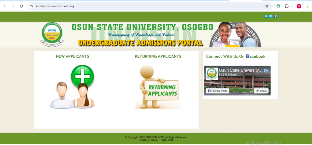 How To Apply for UNIOSUN POST UTME Form 2024/2025 