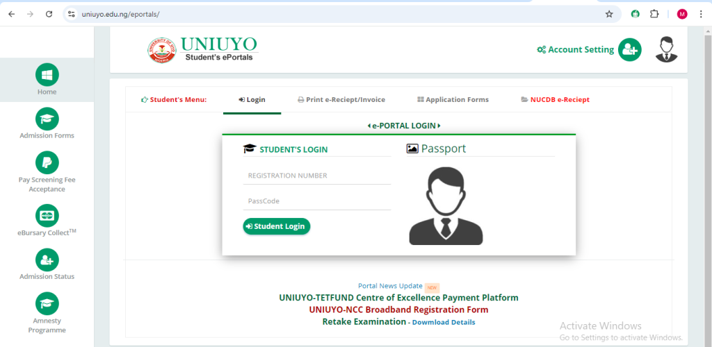 How to Apply for UNIUYO POST UTME Form