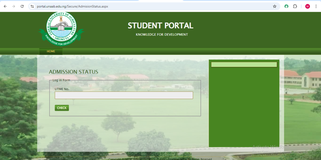 How To Check FUNAAB Admission List on School Portal