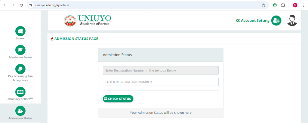 How To Check UNIUYO Admission List on School Portal